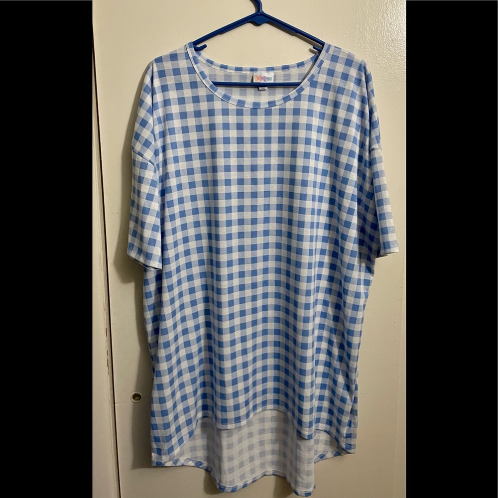 Lularoe Large Light Blue and White Gingham Irma
